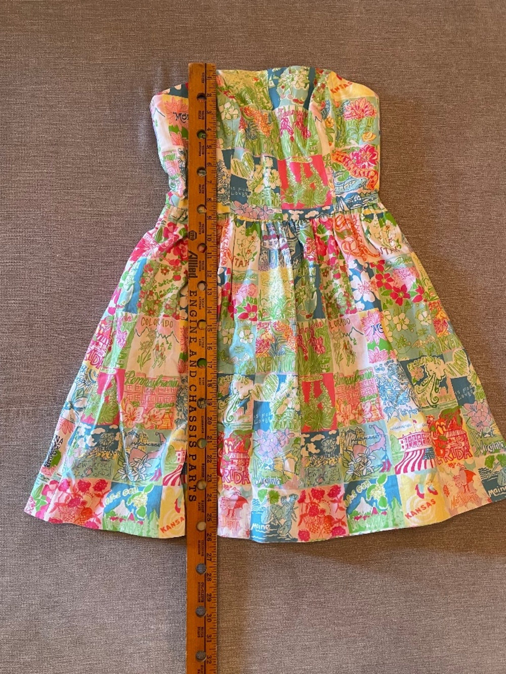 Lilly Pulitzer Strapless Lottie Dress USA Patchwork Size 00 - Picture 7 of 14
